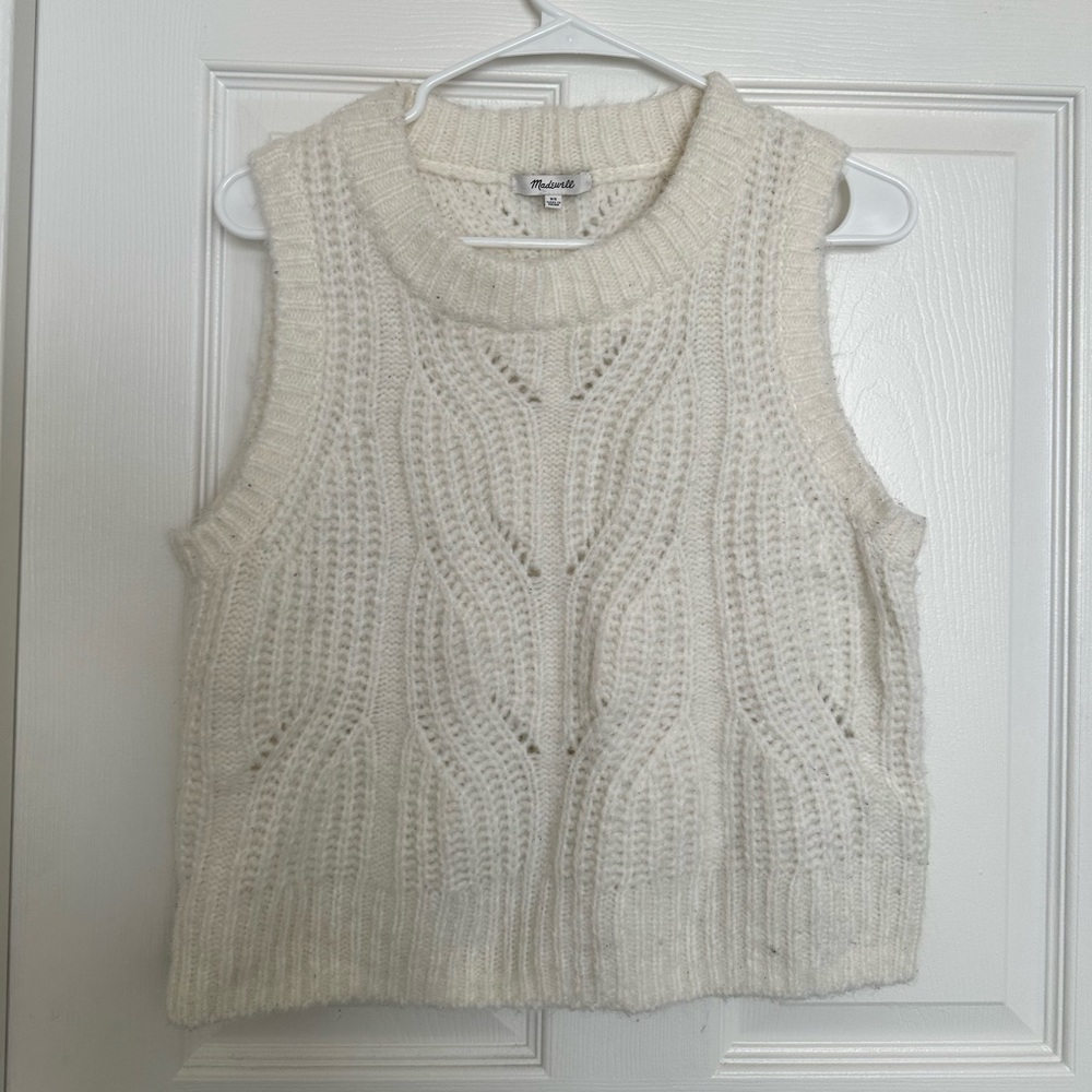 Madewell Pointelle Knowe Sweater Vest in Off White